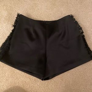 Alexis Black Fringe Shorts Size Large Satin/Silk